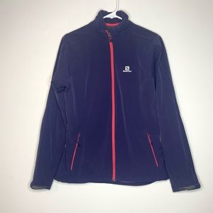 Salomon Clima Wind Full Zip Jacket Navy Blue / Red Zipper- Size: Medium